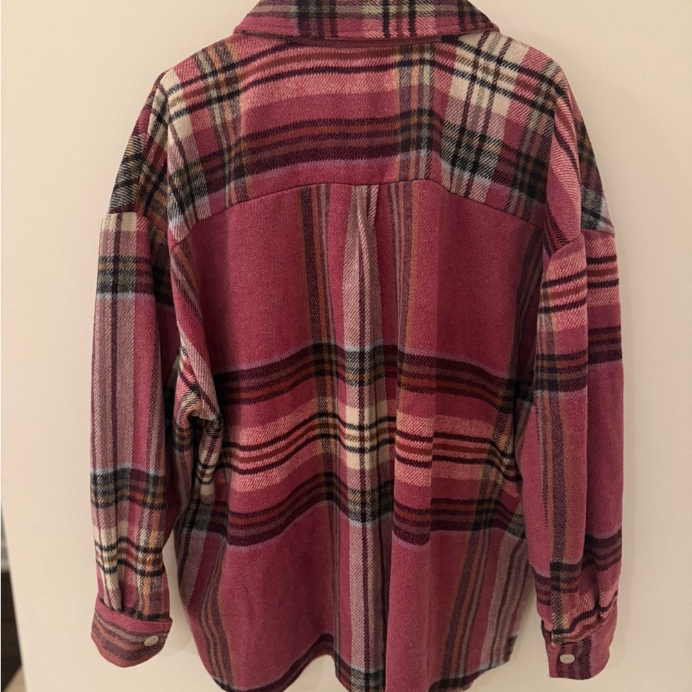 Pink Plaid Button-Up Shacket - Picture 2 of 5